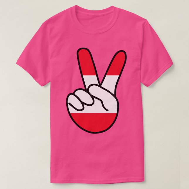 Austria Flag V Sign T-Shirt (Design Front)