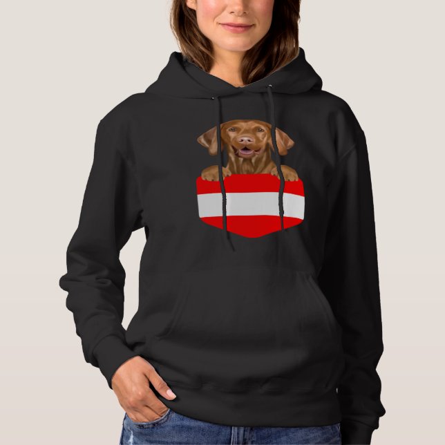 Austria Flag Vizsla Dog In Pocket Hoodie (Front)