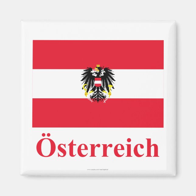 Austria Flag with Name in German Magnet (Front)