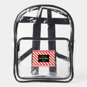 Austria Football Fan Flag Colors Stripe Pattern Clear Backpack