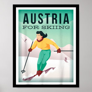 Austria For Skiing Pistensau & Skihaserl Get O Poster