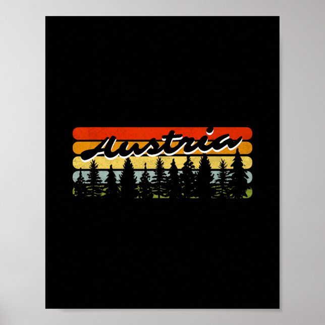 Austria Forest Sunset Trees Cabin Theme Vacation S Poster (Front)