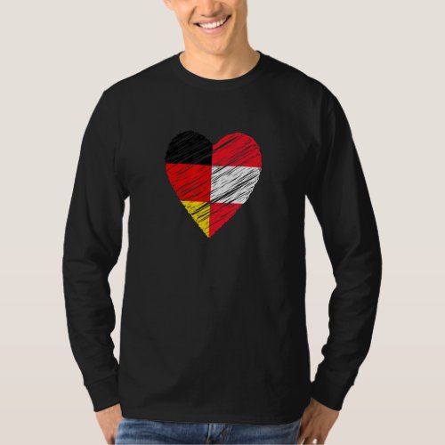 Austria Germany Heart German Flag Austrian Flag Lo T_Shirt