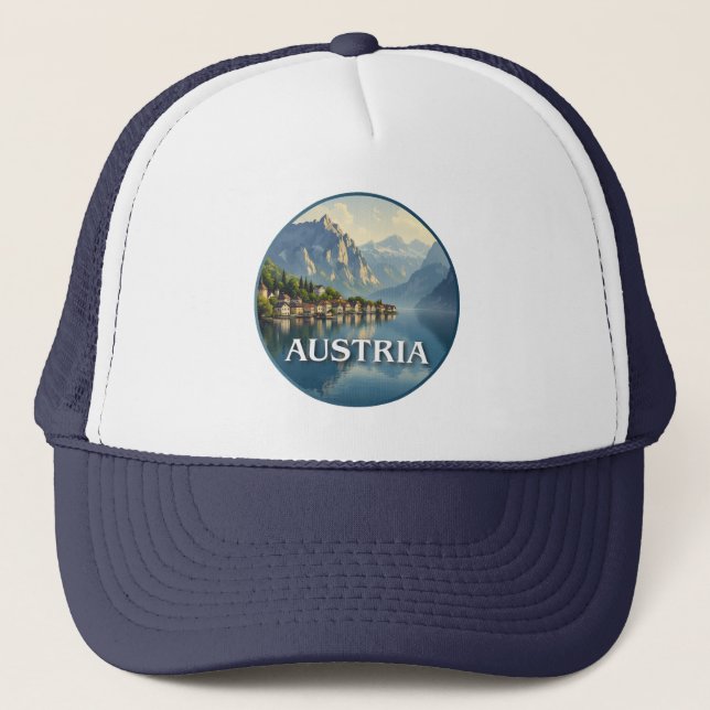 Austria Hallstatt European Union Trucker Hat (Front)