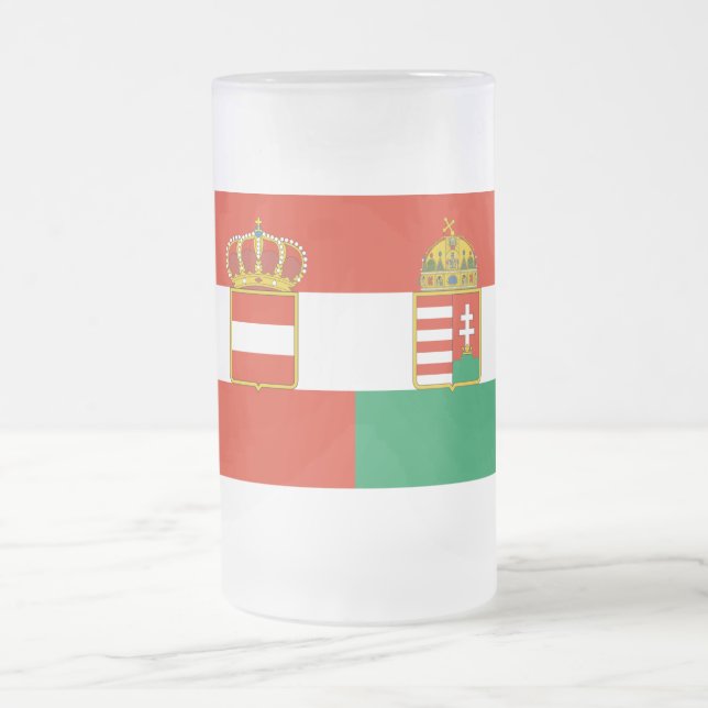 Austria-Hungary Flag (1869-1918) Frosted Glass Beer Mug (Center)