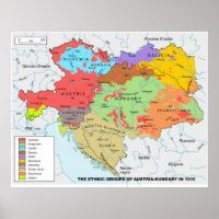 Austria-Hungary Map of Ethnic Diversity in 1910