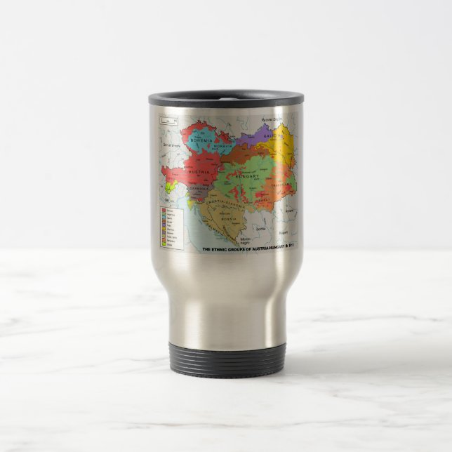 Austria-Hungary Map of Ethnic Diversity in 1910 Travel Mug (Center)