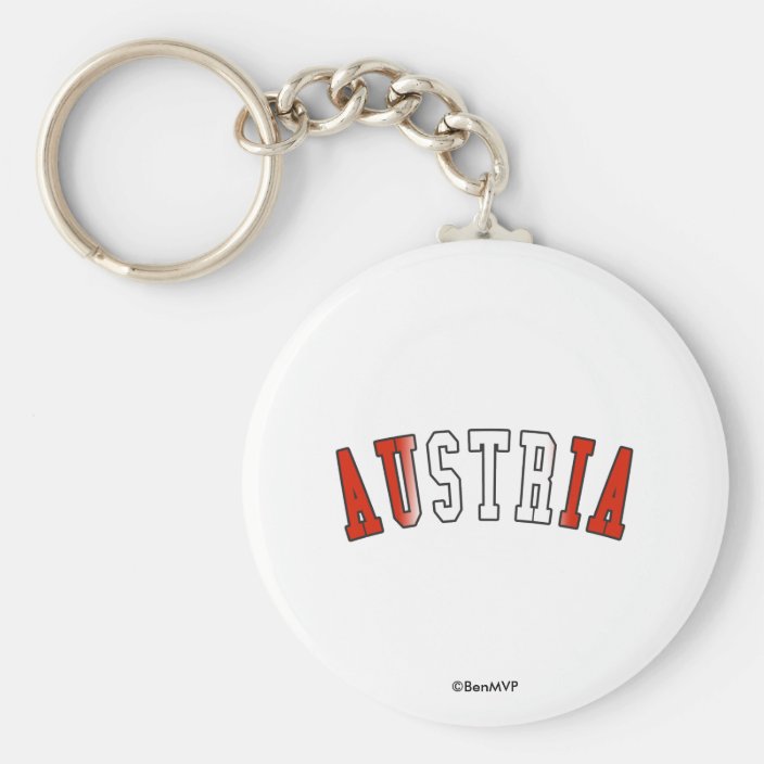 Austria in National Flag Colors Keychain