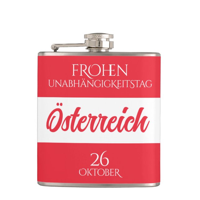 Austria Independence Day Austrian National Flag Flask (Front)