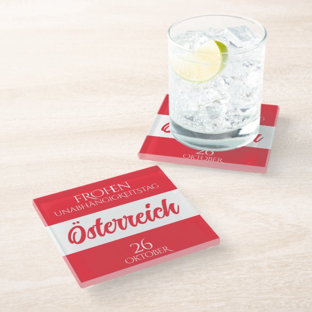 Austria Independence Day Austrian National Flag Glass Coaster (Angled)
