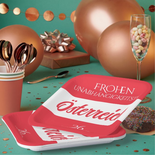 Austria Independence Day Austrian National Flag Paper Plates (Multi)