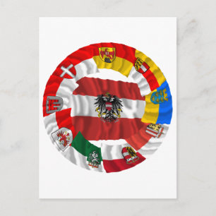 Austria & its Laender Waving Flags Postcard