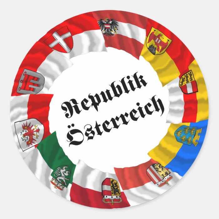 Austria & its Laender Waving Flags Sticker