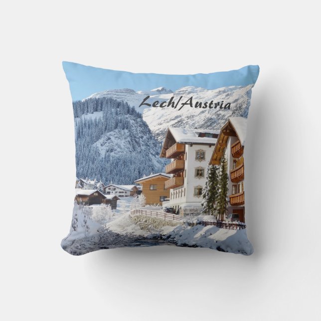 Austria Lech am Arlberg Souvenir Throw Pillow (Front)