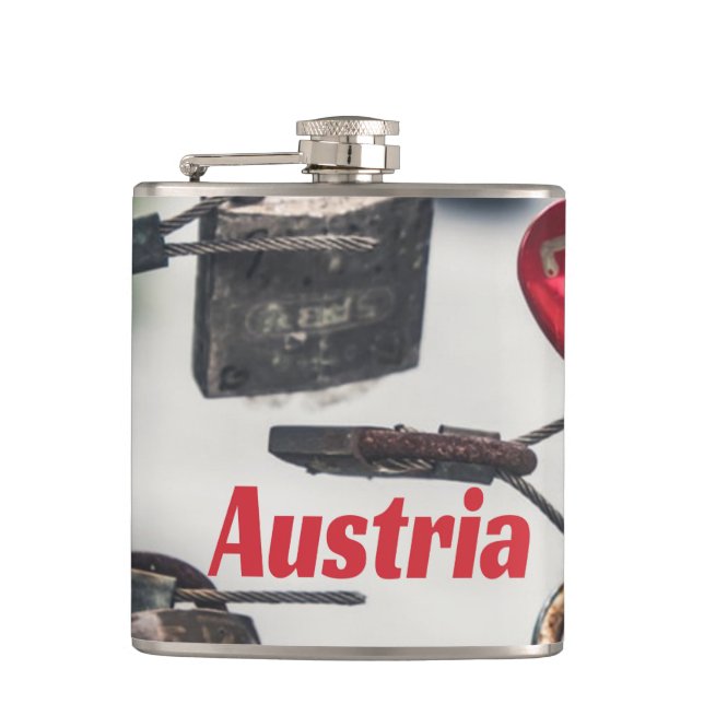 Austria Love Locks Bridge Salzburg Flask (Front)