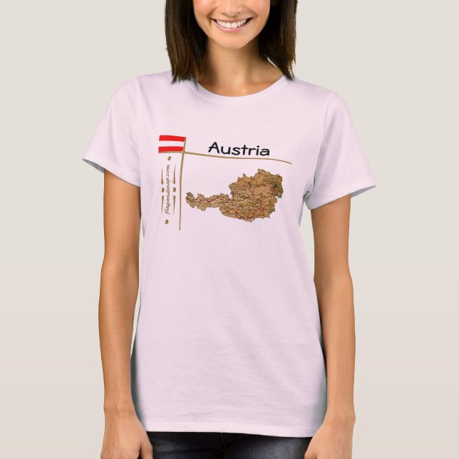 Austria Map + Flag + Title T-Shirt (Front)
