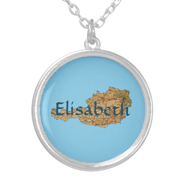 Austria Map + Name Necklace (Front)
