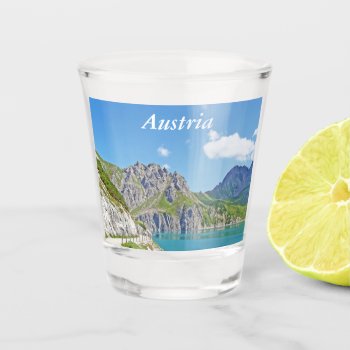Austria Mountain Lake In The Alps Shot Glass by stdjura at Zazzle