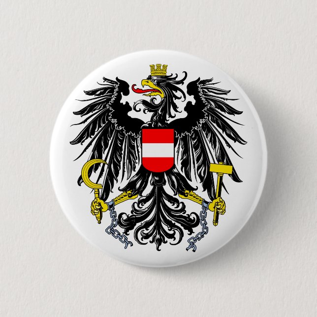 Austria Official Coat Of Arms Heraldry Symbol Pinback Button (Front)
