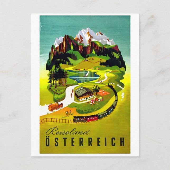 Austria, Reiseland, railway, vintage travel Postcard (Front)