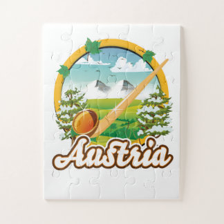 Austria retro travel logo jigsaw puzzle