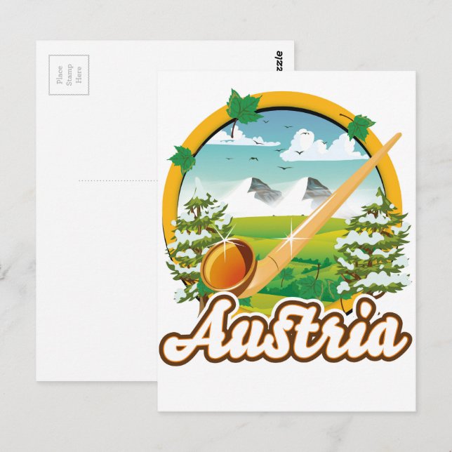 Austria retro travel logo postcard (Front/Back)