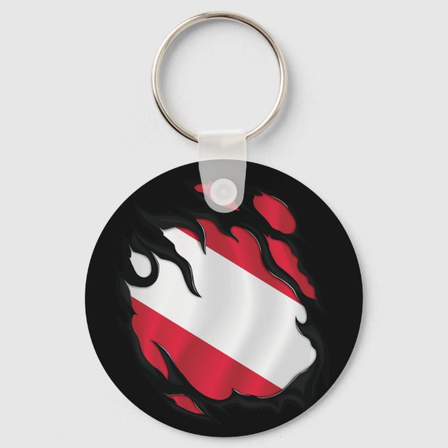 Austria Ripped Flag Keychain (Front)
