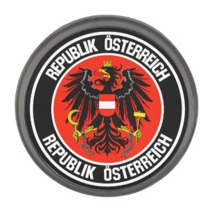 Austria Round Emblem Gunmetal Finish Lapel Pin