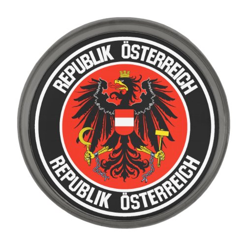 Austria Round Emblem Gunmetal Finish Lapel Pin