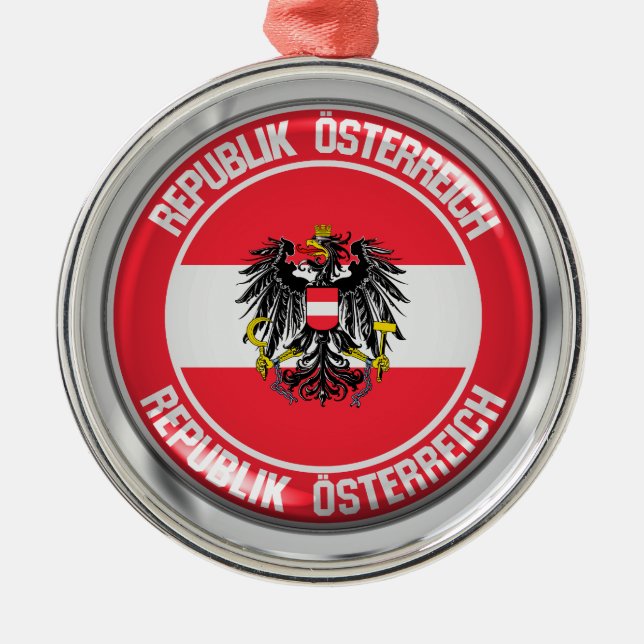 Austria Round Emblem Metal Ornament (Front)