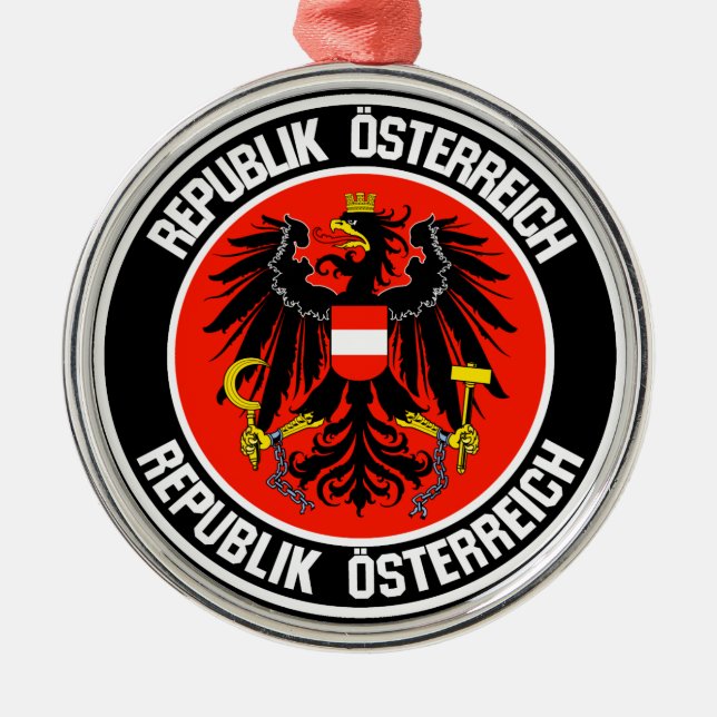Austria Round Emblem Metal Ornament (Front)