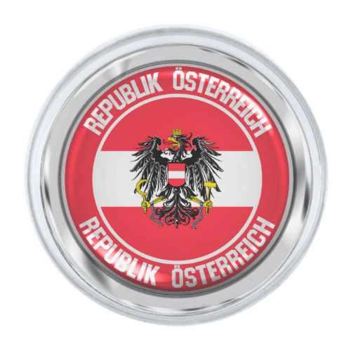 Austria Round Emblem Silver Finish Lapel Pin