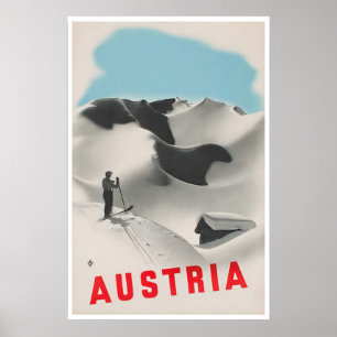 Austria Ski Poster Austrian Art Vintage Travel