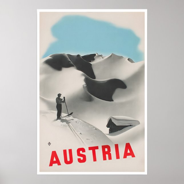 Austria Ski Poster Austrian Art Vintage Travel (Front)
