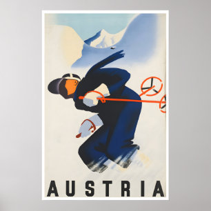 Austria Ski Poster Skiing Print Travel Art