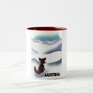 Austria Ski travel poster Two-Tone Coffee Mug
