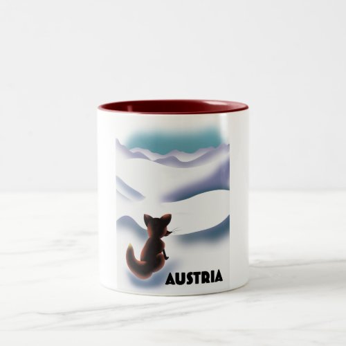 Austria Ski travel poster Two_Tone Coffee Mug