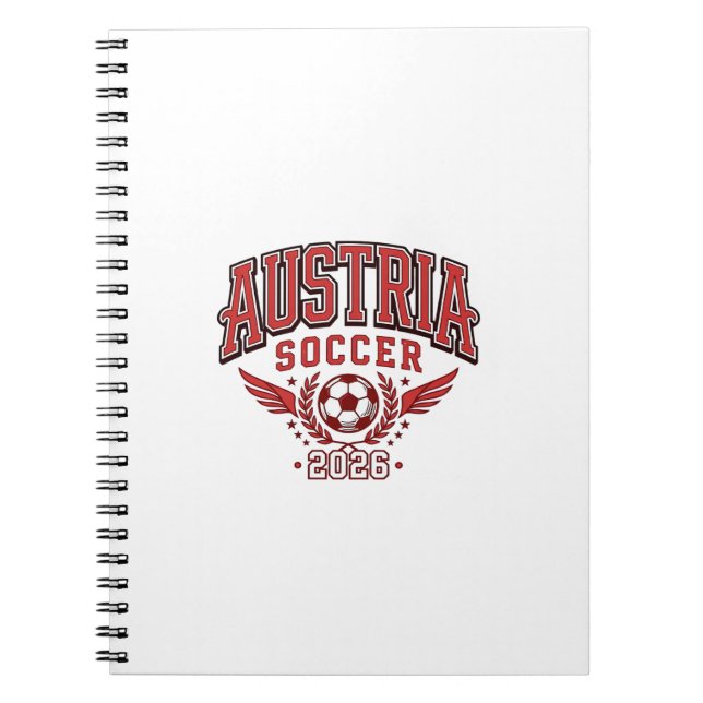 Austria Soccer 2026 Soccer Bold Country Typography Notebook (Front)