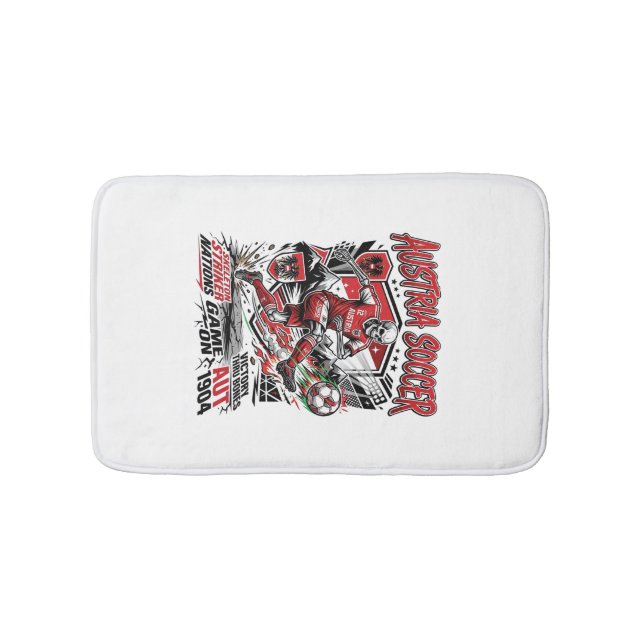 Austria Soccer Skeleton Striker Nations Poster Sty Bath Mat (Front)