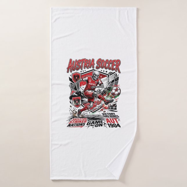 Austria Soccer Skeleton Striker Nations Poster Sty Bath Towel (Bath Towel)