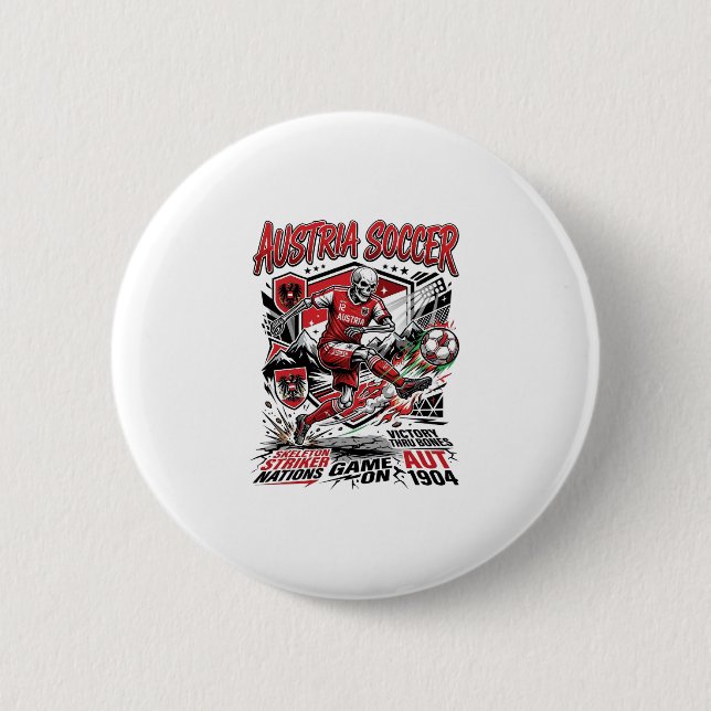 Austria Soccer Skeleton Striker Nations Poster Sty Button (Front)