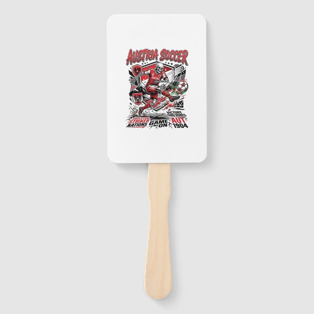 Austria Soccer Skeleton Striker Nations Poster Sty Hand Fan (Front)