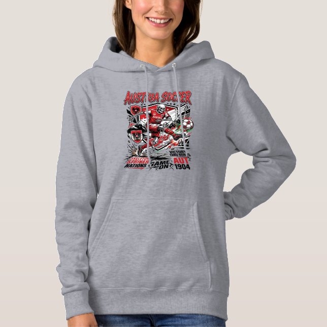 Austria Soccer Skeleton Striker Nations Poster Sty Hoodie (Front)