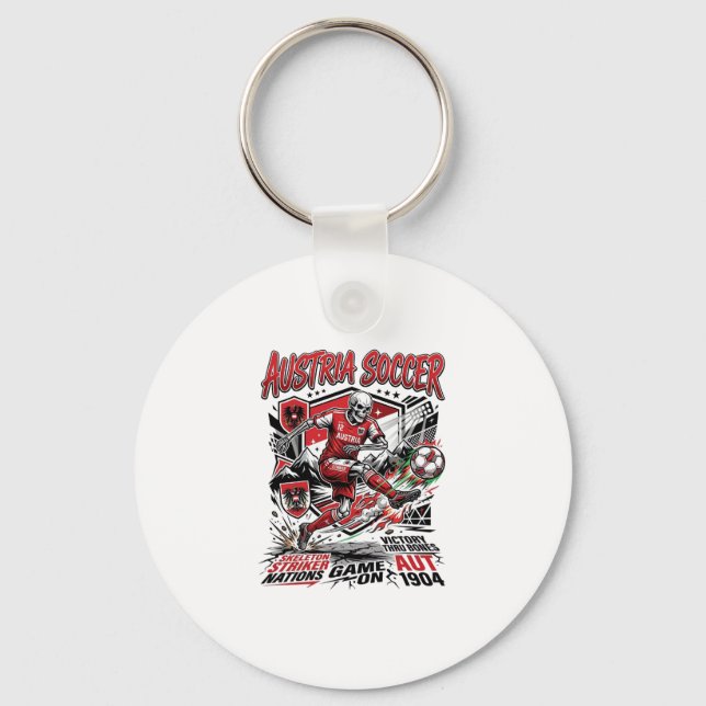 Austria Soccer Skeleton Striker Nations Poster Sty Keychain (Front)