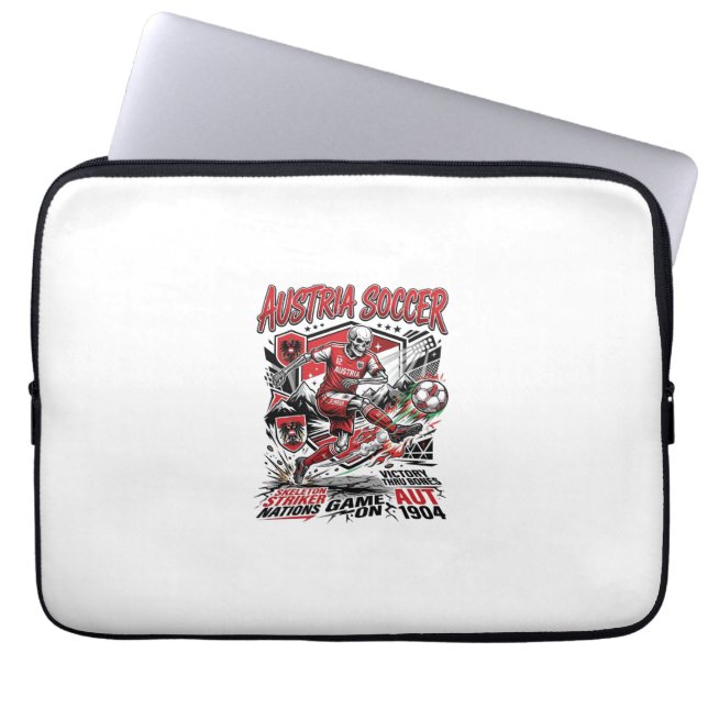 Austria Soccer Skeleton Striker Nations Poster Sty Laptop Sleeve (Front)