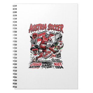 Austria Soccer Skeleton Striker Nations Poster Sty Notebook