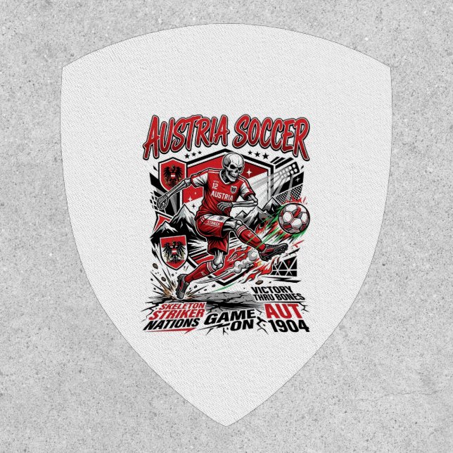 Austria Soccer Skeleton Striker Nations Poster Sty Patch (Front)