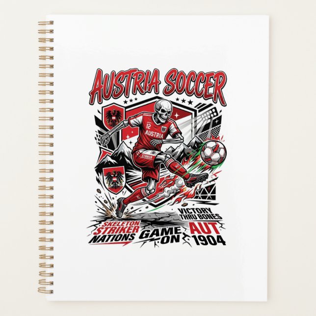 Austria Soccer Skeleton Striker Nations Poster Sty Planner (Front)