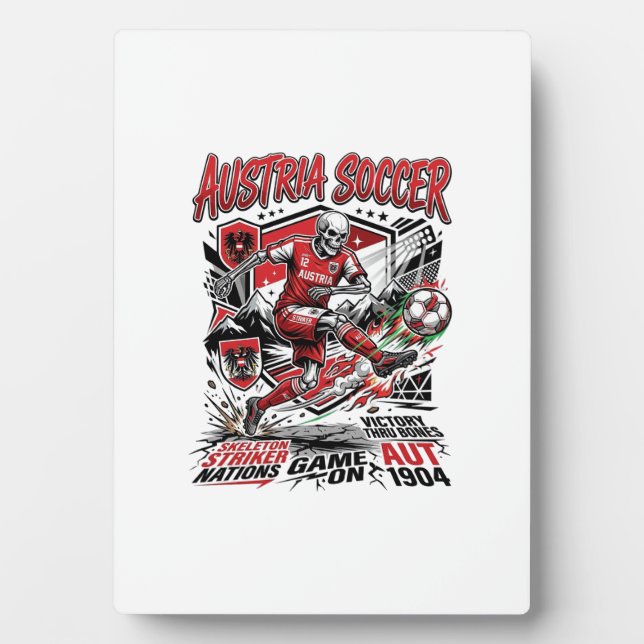 Austria Soccer Skeleton Striker Nations Poster Sty Plaque (Front)