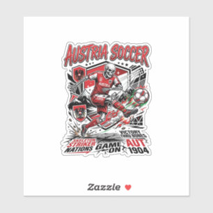 Austria Soccer Skeleton Striker Nations Poster Sty Sticker